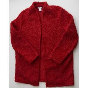 Liz Claiborne Red Bouclé Open-Front Cardigan Large